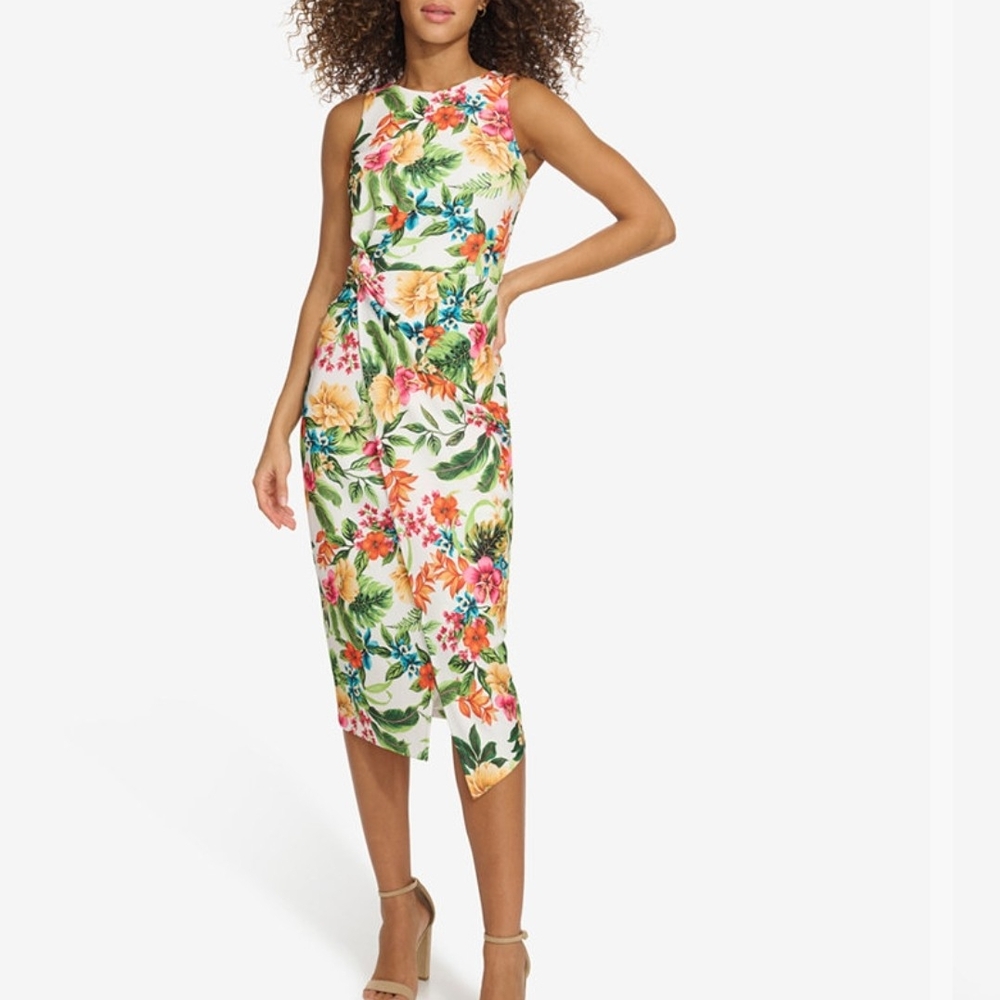 Vibrant Floral Sleeveless Midi Dress